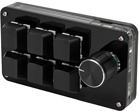 Yctze 6-Tasten-Mini-Tastatur mit Knopf, multifunktionale programmierbare Makro-Tastatur, mit 6 vollständig programmierbaren Tasten, für, für Vista, für, für Macos(voll schwarz)