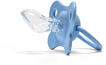 Schnuller mit Noppen zur Zahnungshilfe -Dient zur Beruhigung 0-12 Monate - BPA -freies Silikon - Kiefergerechter Baby Beißring Schnuller -mit Schnullerbox -Nopperz Beissring -1x Blau Asymmetrisch