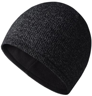 DONGKER Reflective Beanie,High Visibility Warm Winter Loop Knit Hat Cap, Silk Knitted Cap for Men Women,Night Hiking,Outdoor Cycling, Running