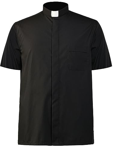WEITING Prêtre Chemises Hommes Église Catholique Chemises Évêque Clergé Col Montant Ministre Prédicateur Pasteur Blouses Romaines Hauts-L-Hommes Manches Courtes