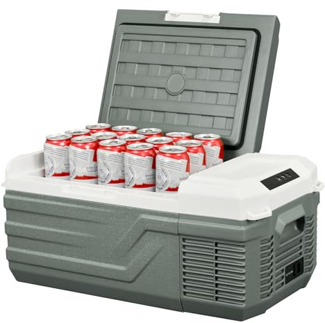 Alpicool Réfrigérateur de Voiture 15L, Portable Glacière à Compression, 12V/24V Réfrigérateur Frigo Voiture pour Camion, Camping, RV, Voyage en Voiture, Pique-Nique, -20℃-20℃