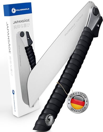 Falkenwald Scie japonaise pliable – Idéale pour travailler le bois et le plastique – Scie manuelle pour coupe transversale et longitudinale – Outils de travail du bois