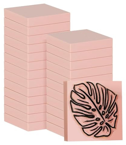 FVZWKHD 24 Stück 2 X 2 Gummi-Schnitzblöcke Linoleumblöcke für Druckgrafik, Stempelherstellung, DIY-Basteln, Rosa