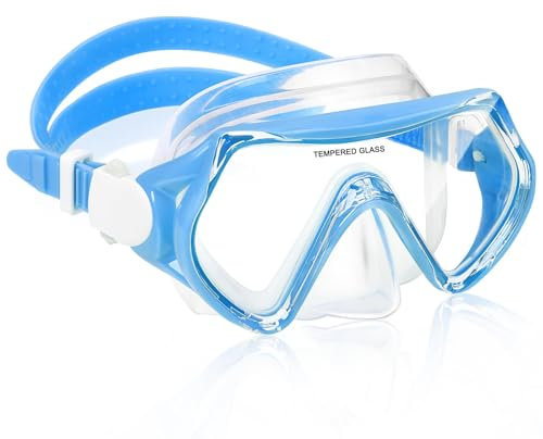WOVOKA Taucherbrille Kinder, Schwimmbrille Kinder für 4-12 Jahre, Tauchmaske Schnorchelmaske Nasenabdeckung 180°Panorama HD Anti Nebel Anti-Leck für Jungen Mädchen Jugendliche
