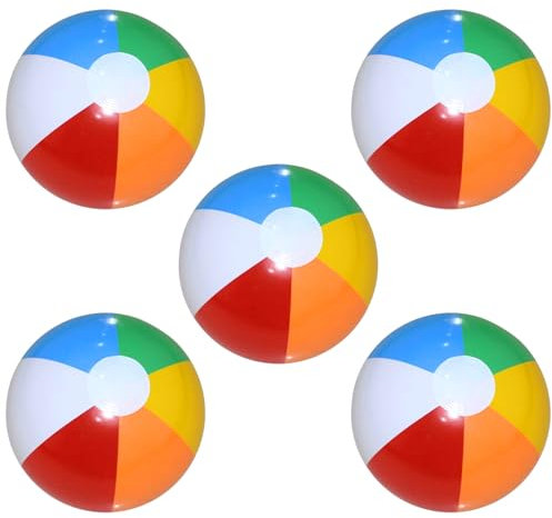 GWAWG 5 Pièces Balles de Plage Gonflables Arc-en-Ciel,Jouets de Bain Balles,Plage Balles Jouets,Ensemble de ballons de plage arc-en-ciel,Ballons de Plage Gonflables Portables pour la Fête d'été Plage