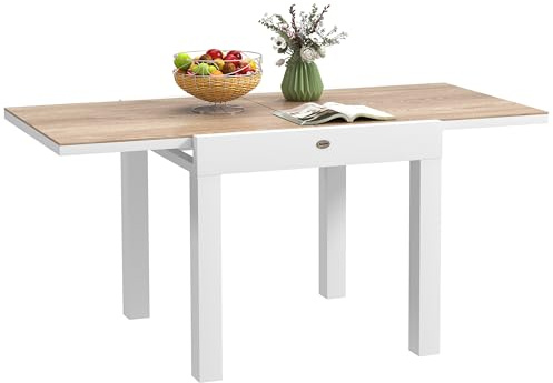 Outsunny Table de Jardin Extensible 80/160 cm en Aluminium, Table à Manger de Jardin pour 6 Personnes rectangulaire, Anti-Rouille et résistante aux intempéries, pour Patio, terrasse, Gris