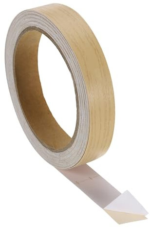 sourcing map Ruban de bordure de papier peint grain de bois, 2 cm x 10 m, amovible, autocollant pour réparation de meubles, cuisine, salle de bain, jaune clair
