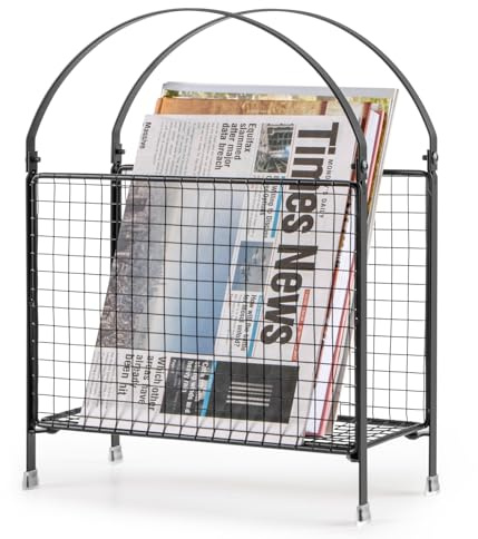 PUERSI Porte Revues Autonome – Design Moderne De Sac À Main, Organisateur De Magazines En Métal Pour Livres, Journaux, Vinyles (Noir)