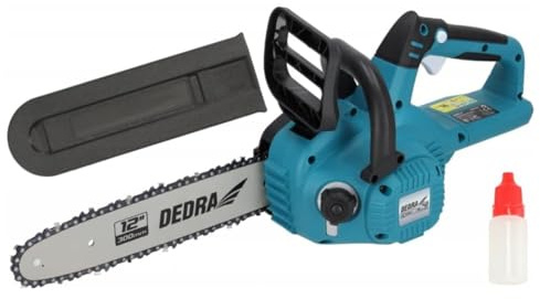 Batteridriven motorsåg 12 tum, 18 V, DEDRA SAS+ALL DED7183, styrskena 12 tum, automatisk kedjesmörjning, borstlös motor, halvmejseltänder, med säkerhetsbroms, utan batteri/laddare