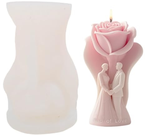DOKRIN Moules pour bougies,Moule en silicone pour bougie parfumée à la rose, idéal pour la décoration intérieure et les accessoires de mariage.