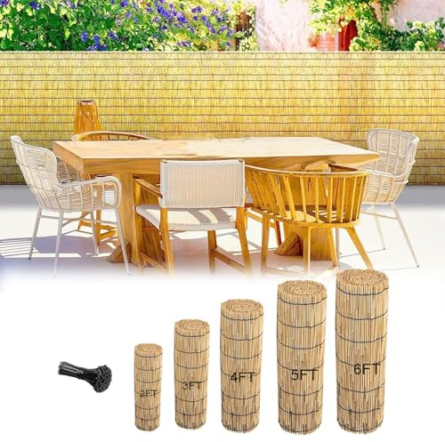 Rotolo di tenda per recinzione naturale, 1,2 x 5 m, decorativa, per esterni, balcone, recinzione per giardino, patio, cortile e finestre interne (altezza 1,53 m x lunghezza 6 m)
