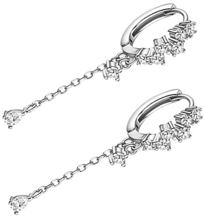 Abaodam Ohrringe Zirkonia aus 925 Silber Leichte Silberne Kettenohrringe mit Funkelnden Zirkonen Elegante Lange Ohrringe für Damen Geeignet für Party und Prom