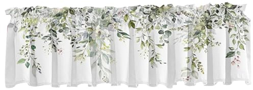 Hperu Tende mantovana con tasca con asta rustica 54x18 pollici, mantovana per finestra con protezione della privacy per cucina, bagno, caffetteria, soggiorno