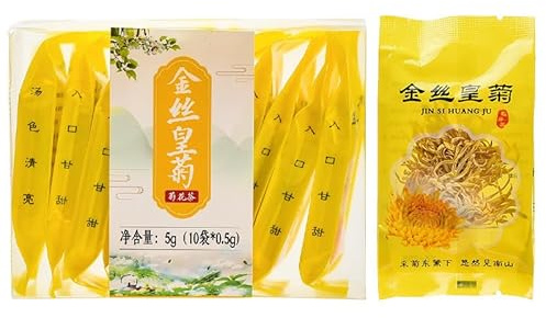 Dried Chrysanthemum Herbal, Premium Golden-yellow Fetal Chrysanthemum Flower Tea, Loose Leaf Floral Tea, Top Grade (0.5g*10Packs)