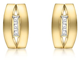 CARISSIMA Damen-Ohrstecker Cubic 3 Band 375 Gelbgold Zirkonia transparent Rundschliff - 1.58.9979