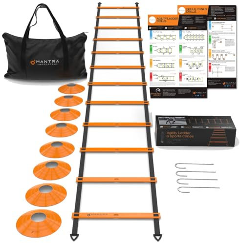 MANTRA SPORTS Plot Sport Kit Entrainement Foot Enfant, Materiel Entrainement Football Enfant, Plot Foot Football Entrainement, Echelle de Rythme Escalier Sport Equipement Foot