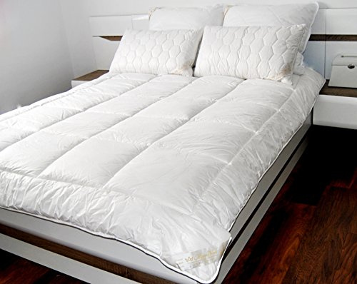 Trapunta in lana merino di qualità classica, 100% naturale, 4,5 tog, 250 g/m², piumino estivo ipoallergenico 220 x 260 cm leggero, peso estivo