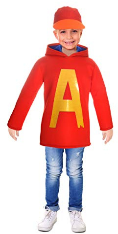 Ciao- Alvin Chipmunks Costume Travestimento Bambino Originale Alvinnn (Taglia 6-8 Anni) Unisex, Rosso, 11288.6-8