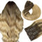 hotbanana Clip In Extensions Echthaar Balayage Schokoladenbraun bis Dirty Blonde 45cm 120g 7 Stück Clip in Haarverlängerungen Echthaar Glattes Remy Echthaar Extensions Clip 18 Zoll