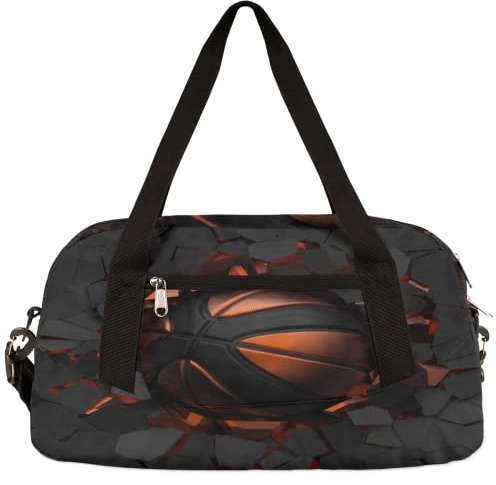 Sports Ball Basketball Crash Gym Duffle Bag for Kids,Sports Bag for Teens Boys & Girls Small Waterproof Overnight Weekender Carry School Practice Travel Bag