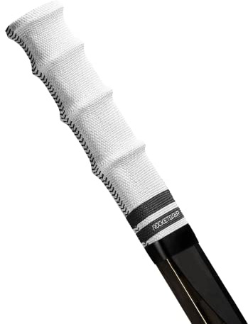 ROCKETGRIP Poignée de sport pour bâton de hockey sur glace – Poignées de hockey en tissu coloré – Accessoires de hockey pour adultes et enfants (poignée blanche - texte noir)