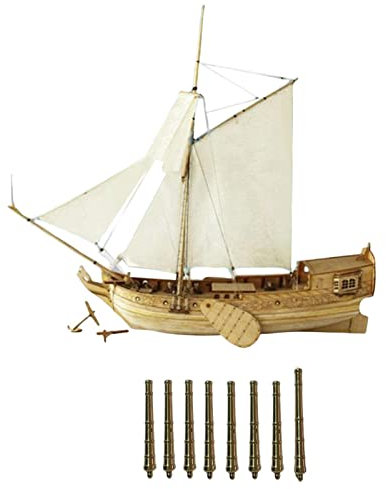 Colcolo 1/80 échelle Bateau à Voile Modèle Navire Bois Artisanat Collecter Des Assemblage Modèles Kits pour La Maison Bureau Décoration Enfants Gar, Canon en bronze 8 pièces