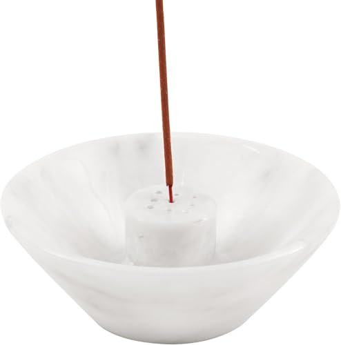Radicaln Soporte de incienso de mármol hecho a mano, color blanco, soporte para palo santo con varillas de incienso, decoración del hogar