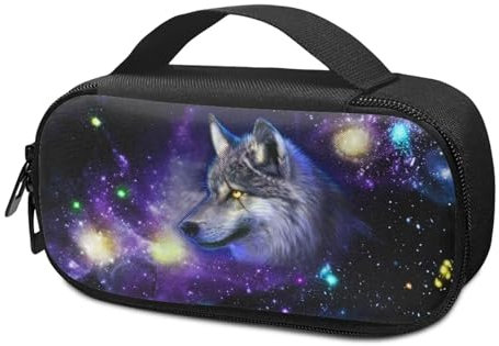 Suhoaziia Galaxy Wolf Diabetic Supplies Carrying Case Bag for Diabetes Testing Kit, Blood Glucose Monitor Kit with Meter, Blood Sugar Test Strips, Lancets, Lancing Device, Alcohol Wipe