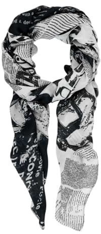 Desigual sciarpa Newspaper Rectangle Foulard Black nero