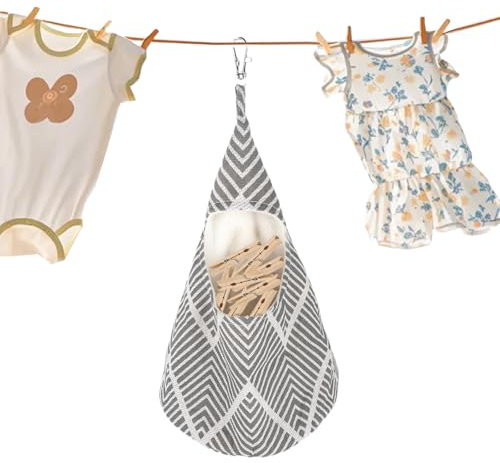 Oycjinxuan Borsa per mollette conica per riporlo, sacchetti per mollette per stendibiancheria, riutilizzabile, comodo cestino da appendere, lavabile per stendibiancheria, con gancio per mollette per