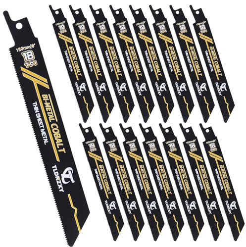 Juego de 20 hojas de sierra de sable, 150 mm, 18TPI, de bimetal, hoja de sierra de sable con cobalto, sierra de calar para tubos de metal, tornillos de corte fino