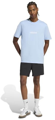 adidas Men's Essentials Linear Single Jersey TEE, Glow Blue/White, XXL Tall