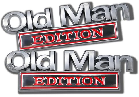 2 Piezas Emblema Old Man Edition para Coche, Pegatina 3D de Metal en Aleación de Zinc, Adhesivo Auto Impermeable y Antióxido para Parachoques, Portón, Guardabarros, Autoadhesivo