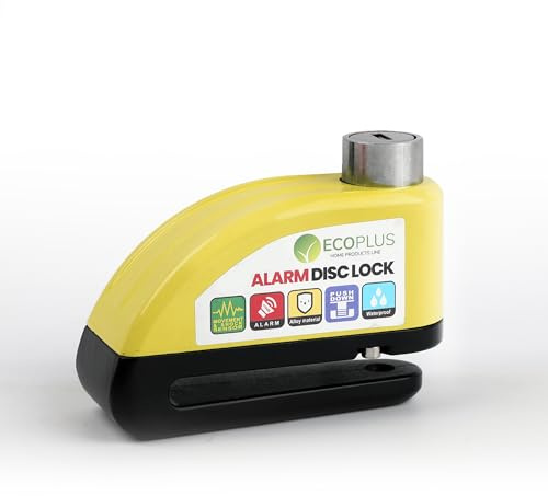 Bloccadisco Moto con Allarme 110dB – Lucchetto Antifurto Impermeabile per Moto, Scooter e Bici – Sensore di Movimento, 2 Chiavi, Batterie, Brugola, Cavo Reminder 1.5m e Borsa - Confezione Eco-Friendly