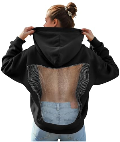 Générique Sweat à Capuche Femme Sexy Pull Casual Manches Longues Sweat Tops Y2K Hoodie Oversize Sweatshirts Automne Hiver Hoodies