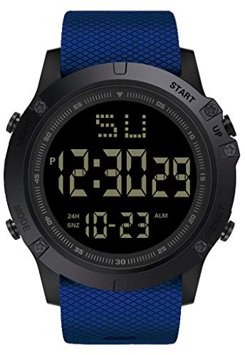Datumklocka LED kvarts digital sport gummi män mode larm sportklocka armbandsur armbandet, BLÅ, En storlek
