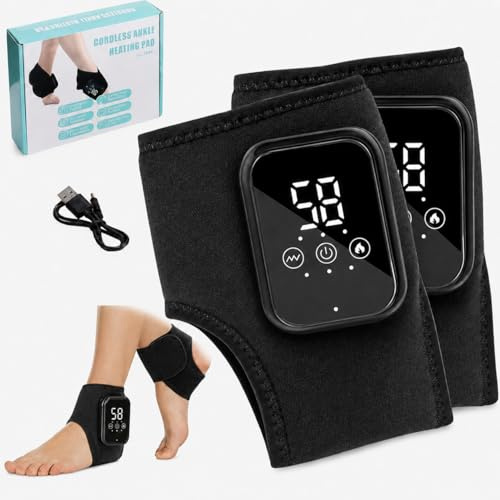 Foot Massager 3 in 1, Foot Massagers for Pain and Circulation, Rechargeable Ankle and Heel Massager 2 Pack with Heat and 3 Modes, Cordless Therapy, Universal Left & Right Fit,Black(2pcs)