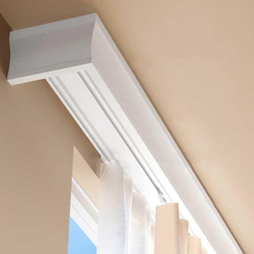 Sistema a binario doppio per tenda con mantovana – Montaggio a soffitto 3 in 1 in alluminio, design per soggiorno e camera da letto
