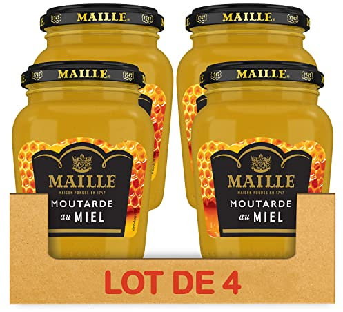 Maille Moutarde Au Miel Bocal, Recette Gourmande et Parfumée, 230g - Lot de 4