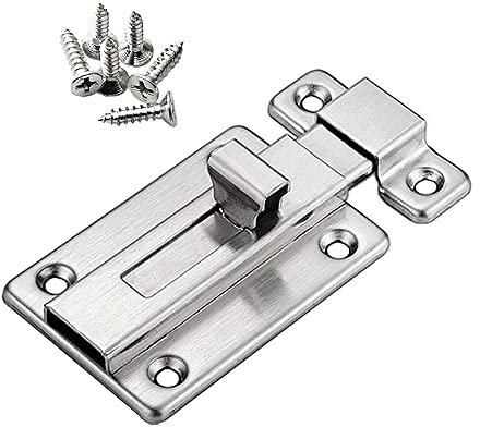 YUOIP® Door Lock Gate Bolt 3 Stainless Steel Door Latch Gate Latch Sliding Bolts for Bathroom Loft Hatch Pet Gate (Stainless Steel Screws)