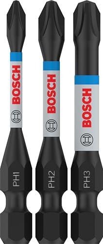 Bosch 3x PRO Phillips Impact Bit (120 x 50 mm, Professional Zubehör Schraubendreher, Schraubendreher)