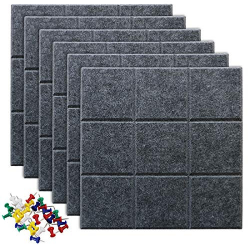 Uoisaiko Große Filz Pinnwand Selbstklebend mit 30 Pinnnadeln, 6 Stück 30x30cm Filzboard Memotafeln Memo Boards Bulletin Board Wanddekoration für Büro Küche, Fotos Memos