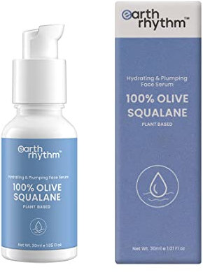 Earth Rhythm 100% Squalane Plant Derived Hydrating Plumping Face Serum - 30 ML | Lightweight, Non Greasy, Act as Skin Own Oil to Prevent Moisture Loss