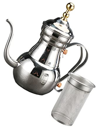 Zerodeko 0. 7L Edelstahl mit Filter Vintage Vintage Türkisch Türkisch Arabisch Tee Schmaler Auslauf Ramadan Tee Tropfen