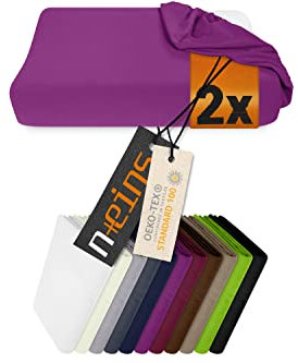 npluseins 2er Pack Spannbezüge für Nackenkissen Gesundheitskissen 959.1234, L, 40 x 60-80 x 15 cm, lila