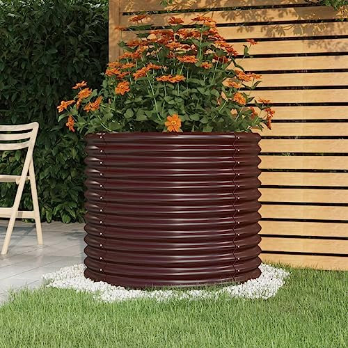 puraday Hochbeete Für Garten 80x80x68 cm Pflanzkübel Gemüsebeet Kräuterspirale XXL Hochbeet Metall Hochbeet Stahl Pflanzbeet Gartenbeet Blumenkasten Braun