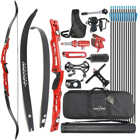 surwolf 66“ Takedown Recurve Bogen 20~40LBS ILF Wettkampf Recurve Bogen Set für Erwachsene, Sportbogen, Bogenschießen Jagdbogen, Langbogen (rot Set, 20 lbs)