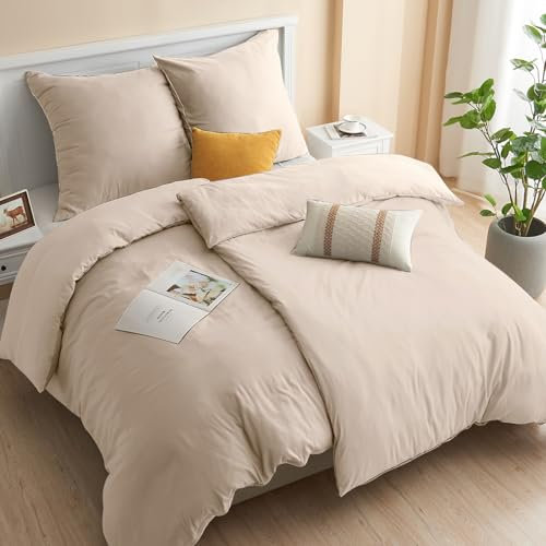 ohano Bettwäsche 135x200 4teilig Bettwäsche-Sets 2er Set Bettbezug mit 2 Kissenbezüge 80x80cm,kuschelig weich & bügelfrei,Bettwäsche Set Mikrofaser mit Reißverschluss-Khaki