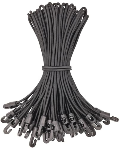 WMZOBH Spanngummi mit Haken 50 Stück - Expander mit Haken 25 cm, Planenspanner Gummispanner mit Haken für Camping Planen (Schwarz)