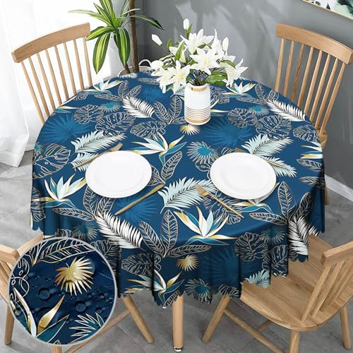 Tischdecke Rund 150 Hawaii Tischdecke Abwaschbar Wasserabweisend Gartentischdecke Wetterfest Tischdecke für Outdoor Polyester Dauerhaft Tischdecke für Küche Garten Café Picknick